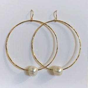 Freshwater pearl hoops 2”